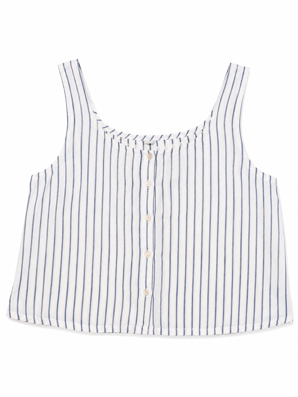 Time and Tru NWT‎ Coastal Navy Stripe Button Front Linen Blend Tank Top XXXL 22